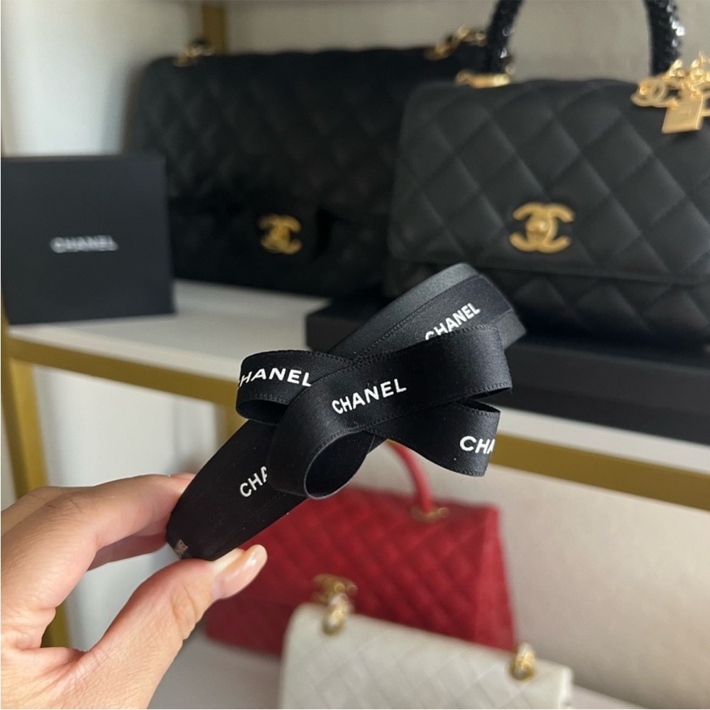 Chanel Black Logo Hair Ribbon headband